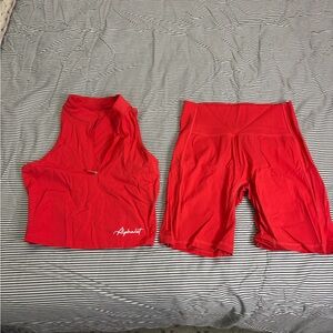 Alphalete Red Athletic Shorts and Top Set